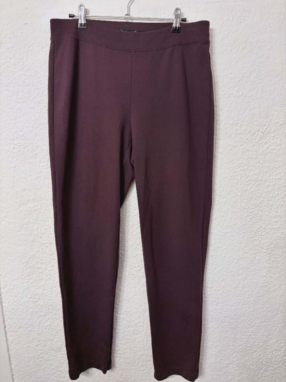 Eileen Fisher Ponte Slim Pant Burgundy M Travel Lagenlook Cottagecore Athleisure